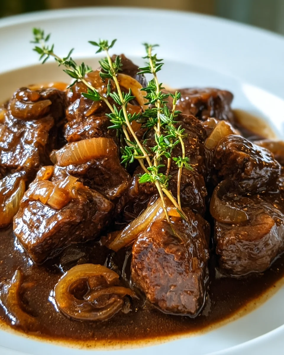 Zartes Rindfleisch in Balsamico-Zwiebel-Sauce genießen