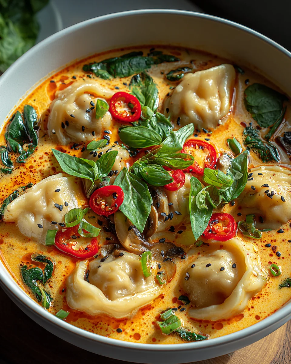 Thai Curry Dumpling Suppe: Köstliche Pot Sticker Rezeptidee