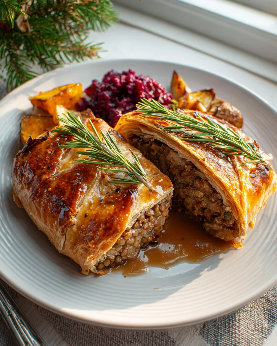 Veganer Linsenbraten im Blätterteigmantel – lecker & gesund!