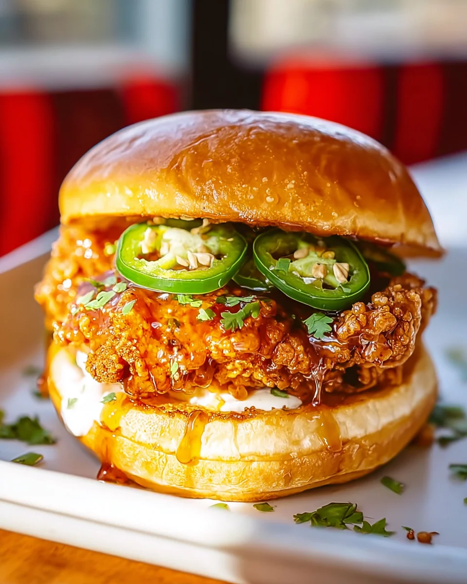 Jalapeno Honey Drenched Crispy Fried Chicken Sandwich Rezept