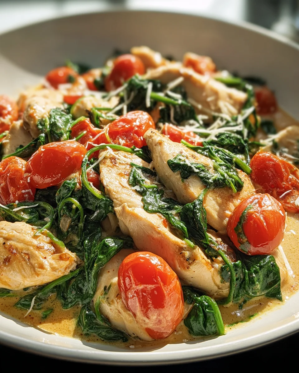 Keto Hähnchen Spinat Tomaten Pfanne – Lecker und gesund!