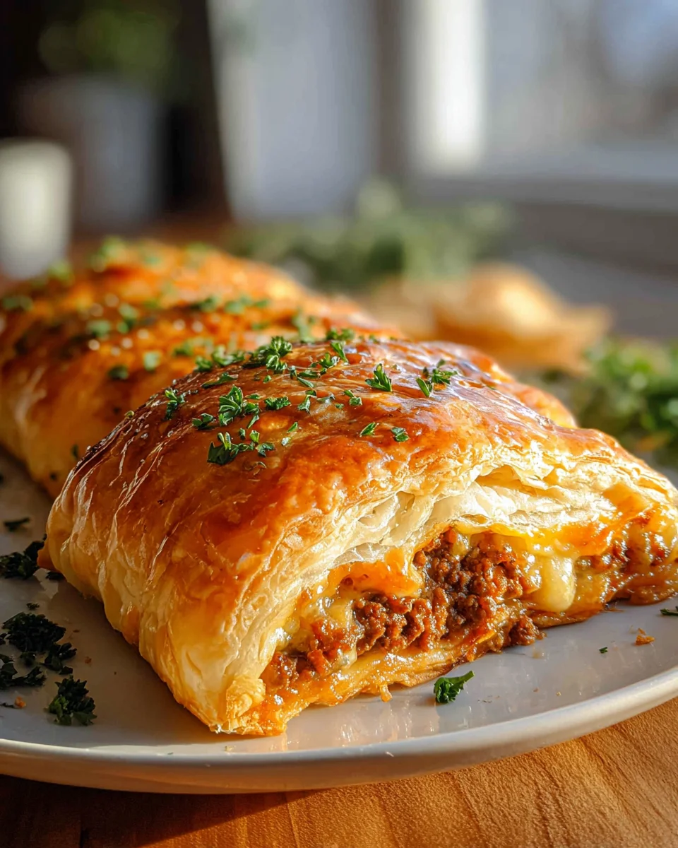 Blätterteigrolle mit Hackfleisch & Käse: Einfach unwiderstehlich!