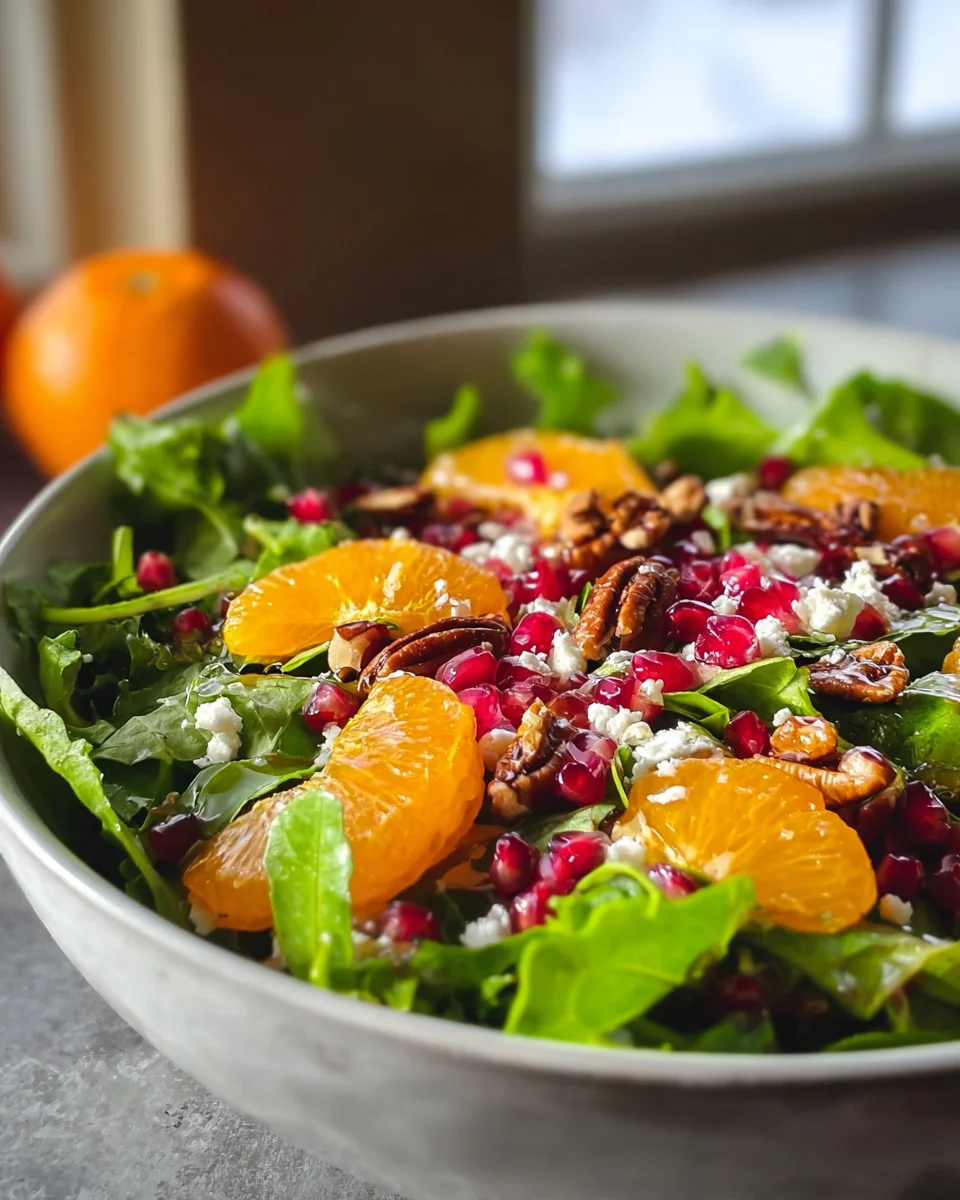 Weihnachtlicher Salat mit Orangen, Granatapfel & Feta genießen