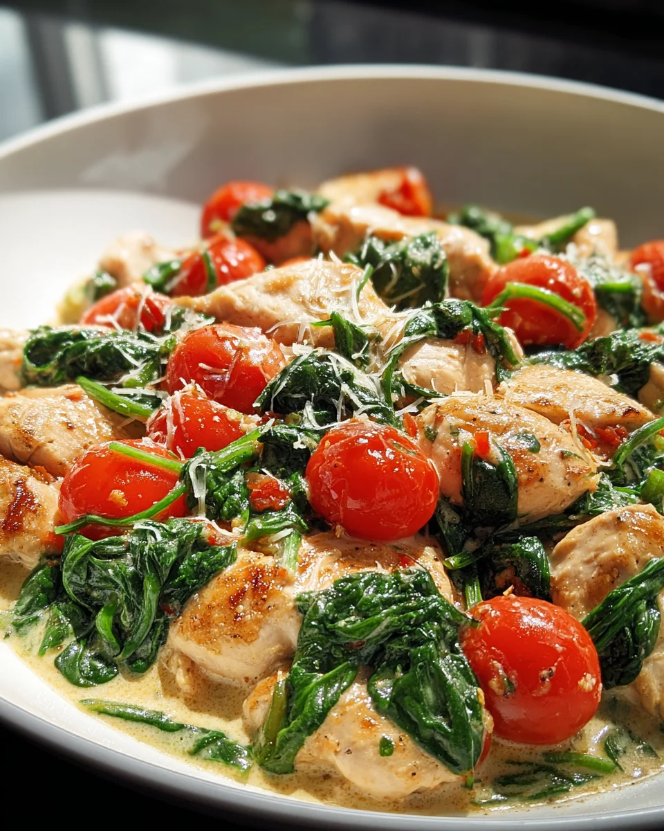 Keto Hähnchen Spinat Tomaten Pfanne – Lecker und gesund!