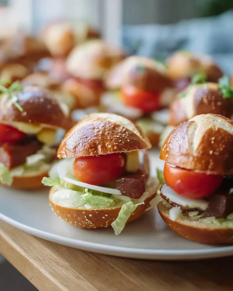 Saftige Mini Laugen Burger mit Leberkäse – Schnell & Lecker