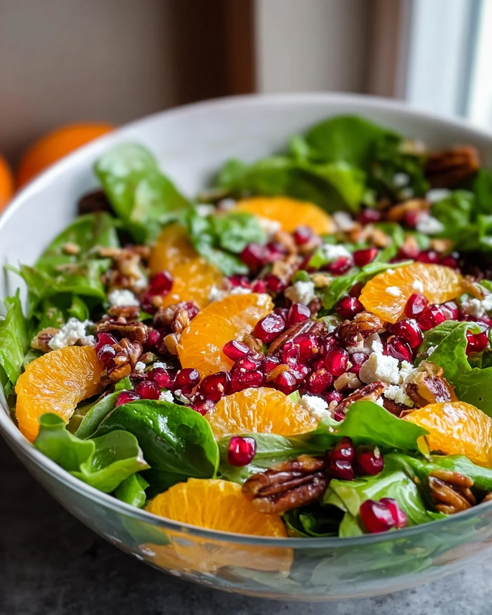 Weihnachtlicher Salat mit Orangen, Granatapfel & Feta genießen