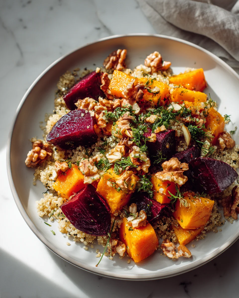 Quinoa Bowl mit Kürbis, Rote Bete & Walnüssen – Gesund & Lecker!