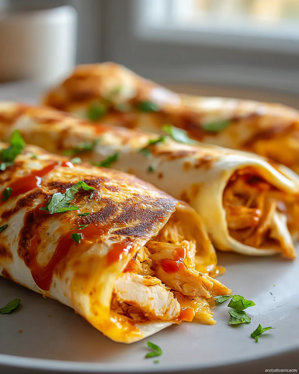 Knusprige Hot Chicken & Käse Wraps aus dem Air Fryer