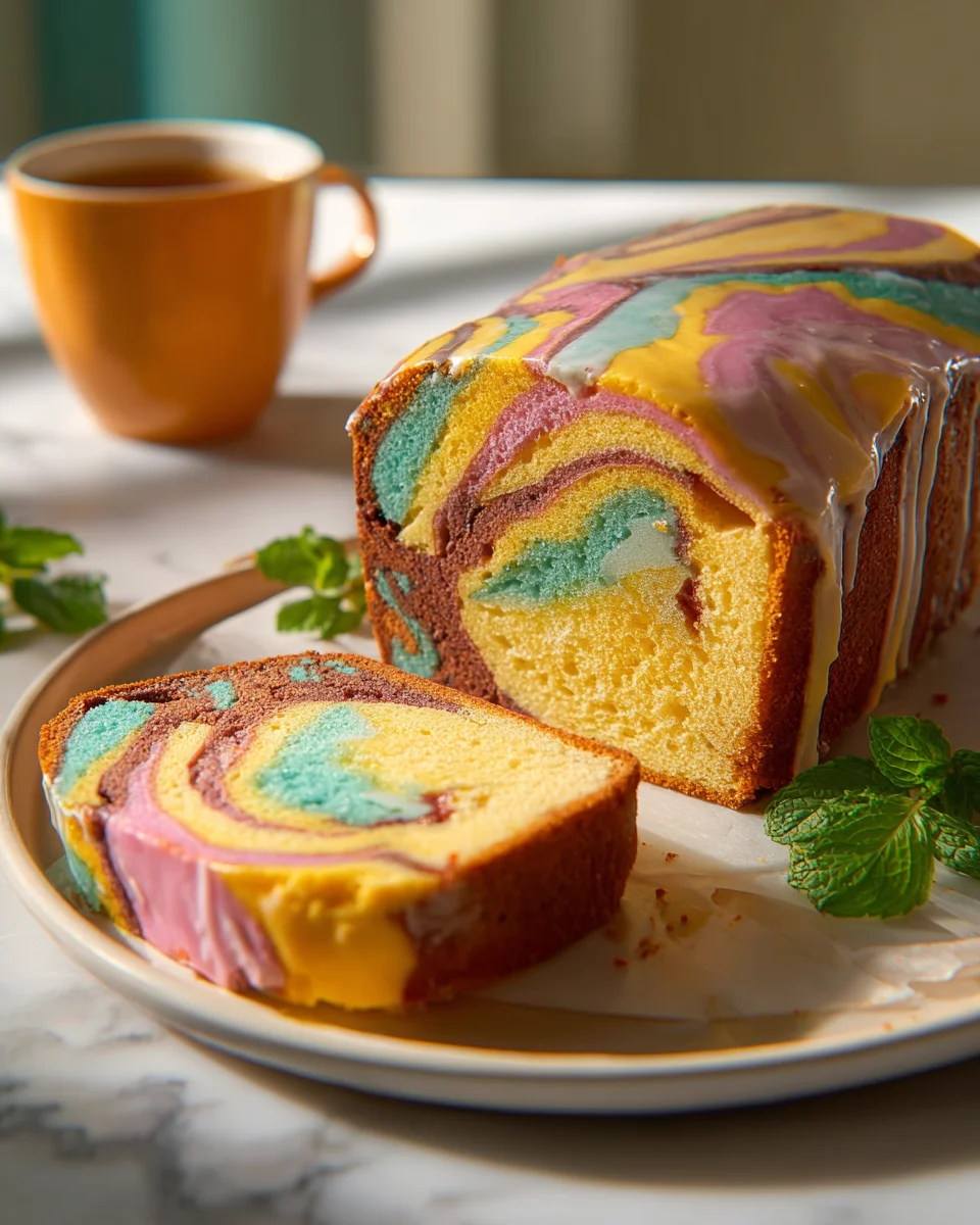 Kunterbunter Marmorkuchen Rezept: Einfach, farbenfroh, lecker.