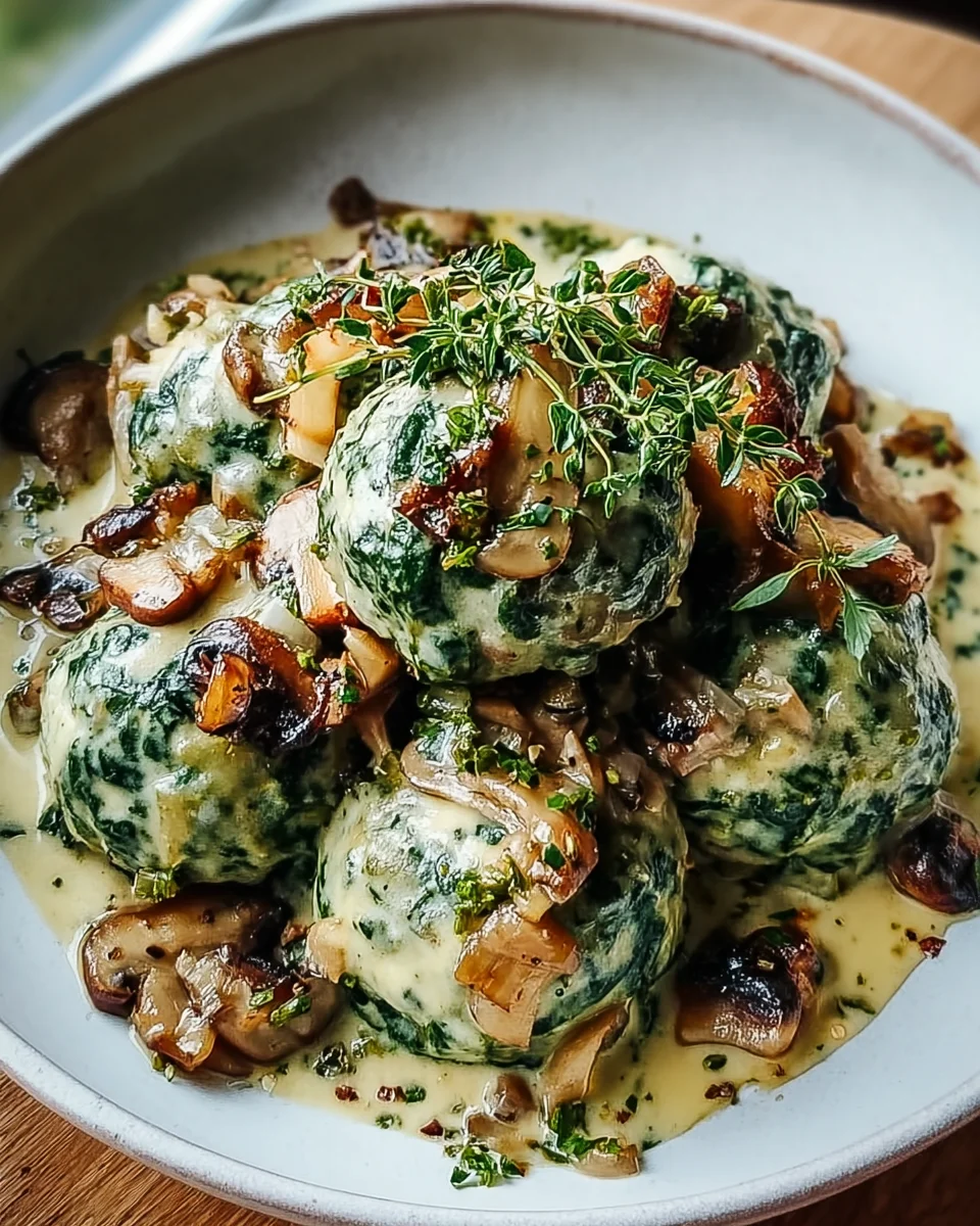 Spinatknödel mit Pilzragout – Ein Muss für Feinschmecker!