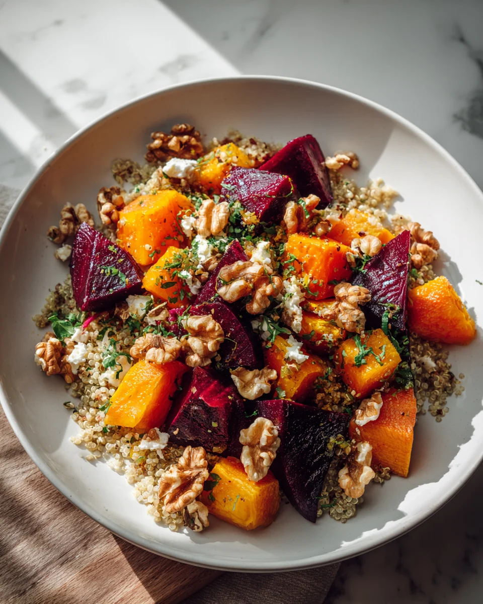 Quinoa Bowl mit Kürbis, Rote Bete & Walnüssen – Gesund & Lecker!