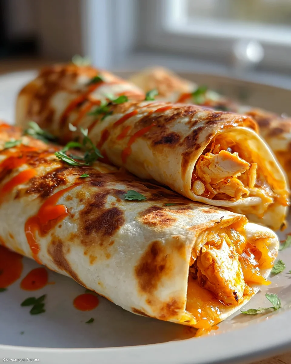 Knusprige Hot Chicken & Käse Wraps aus dem Air Fryer