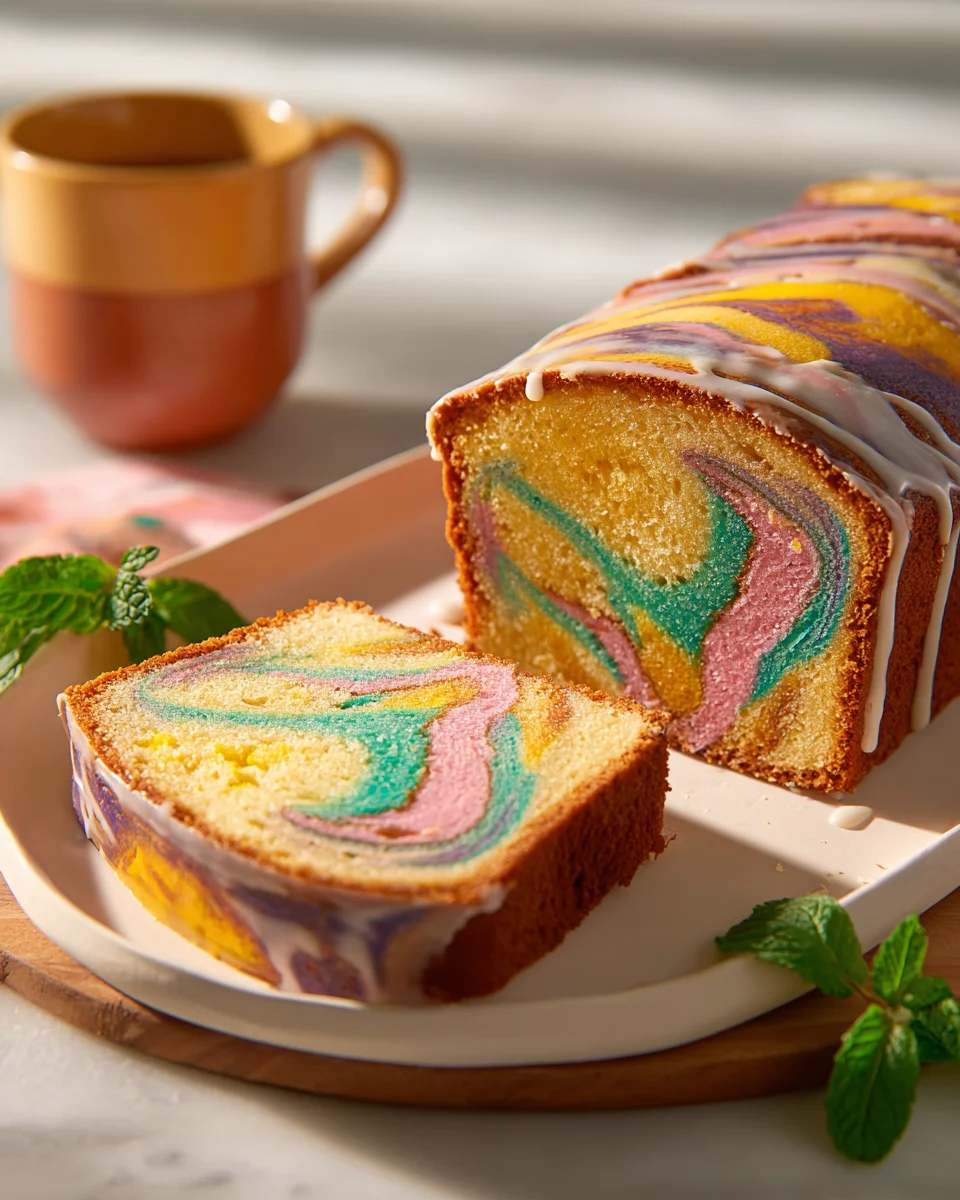 Kunterbunter Marmorkuchen Rezept: Einfach, farbenfroh, lecker.