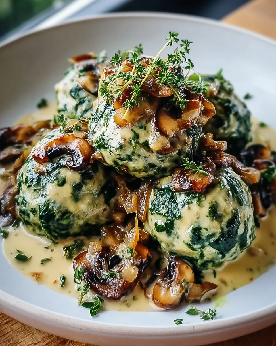 Spinatknödel mit Pilzragout – Ein Muss für Feinschmecker!