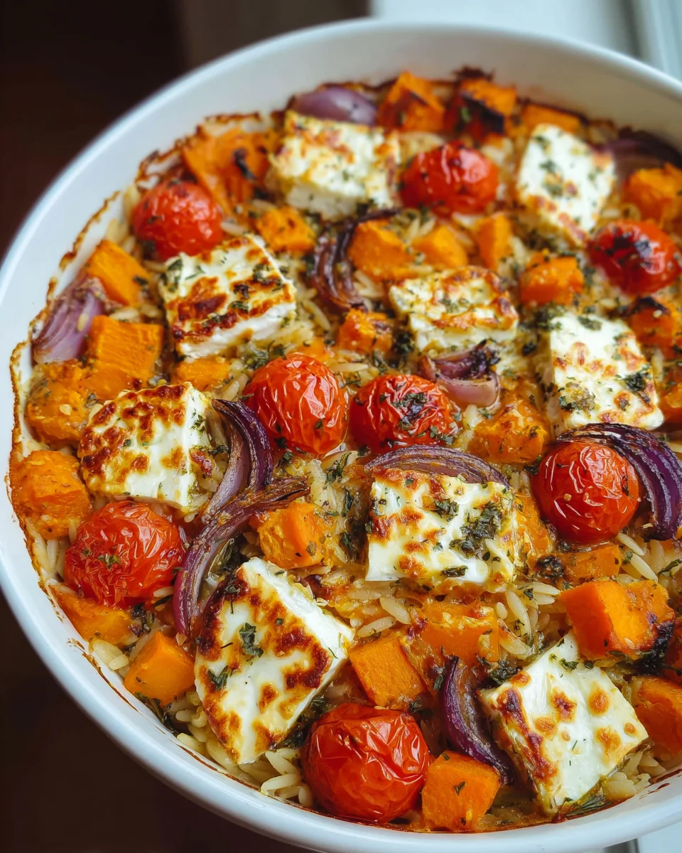 Herbstlicher Halloumi Orzo Auflauf - Herzhaft und köstlich!