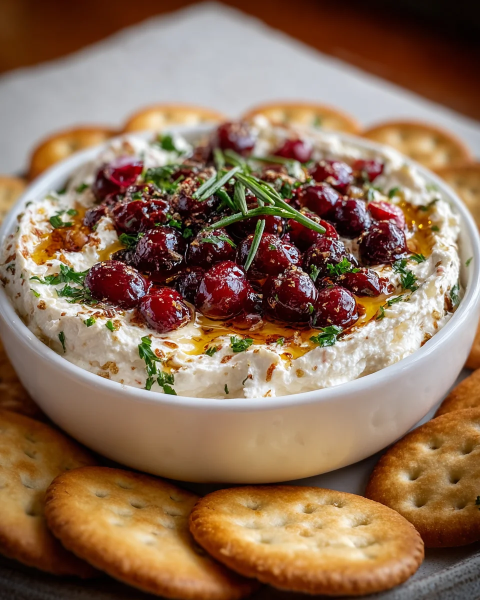 Cranberry Whipped Feta Dip mit Crackern – Einfaches Rezept!