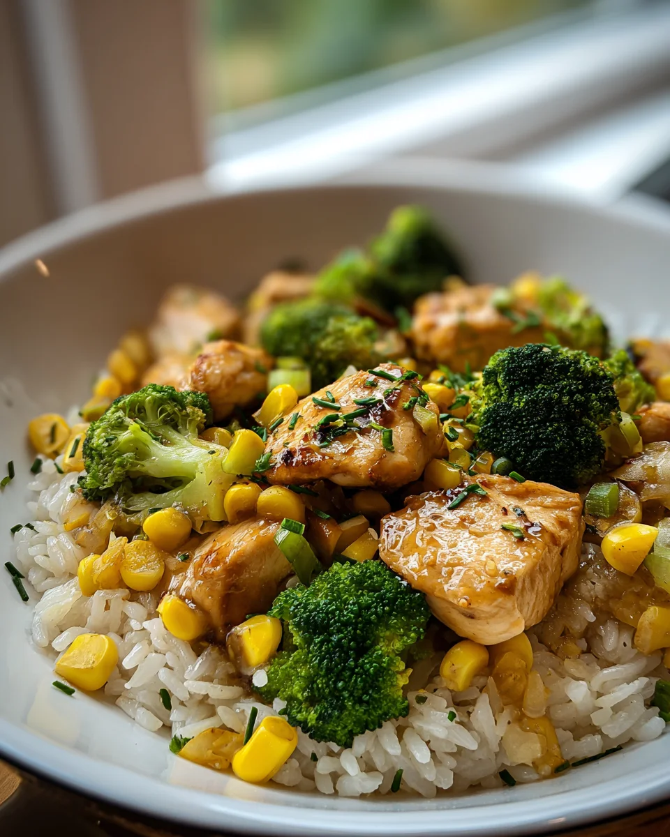 Hähnchen-Reis-Pfanne mit Brokkoli und Mais – Schnell und lecker!
