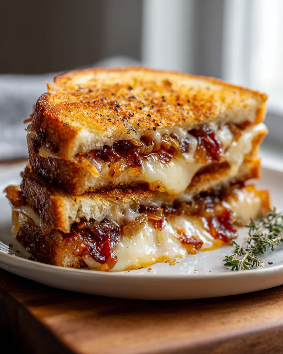 Beef Bacon und karamellisierte Zwiebel Sandwich Rezept