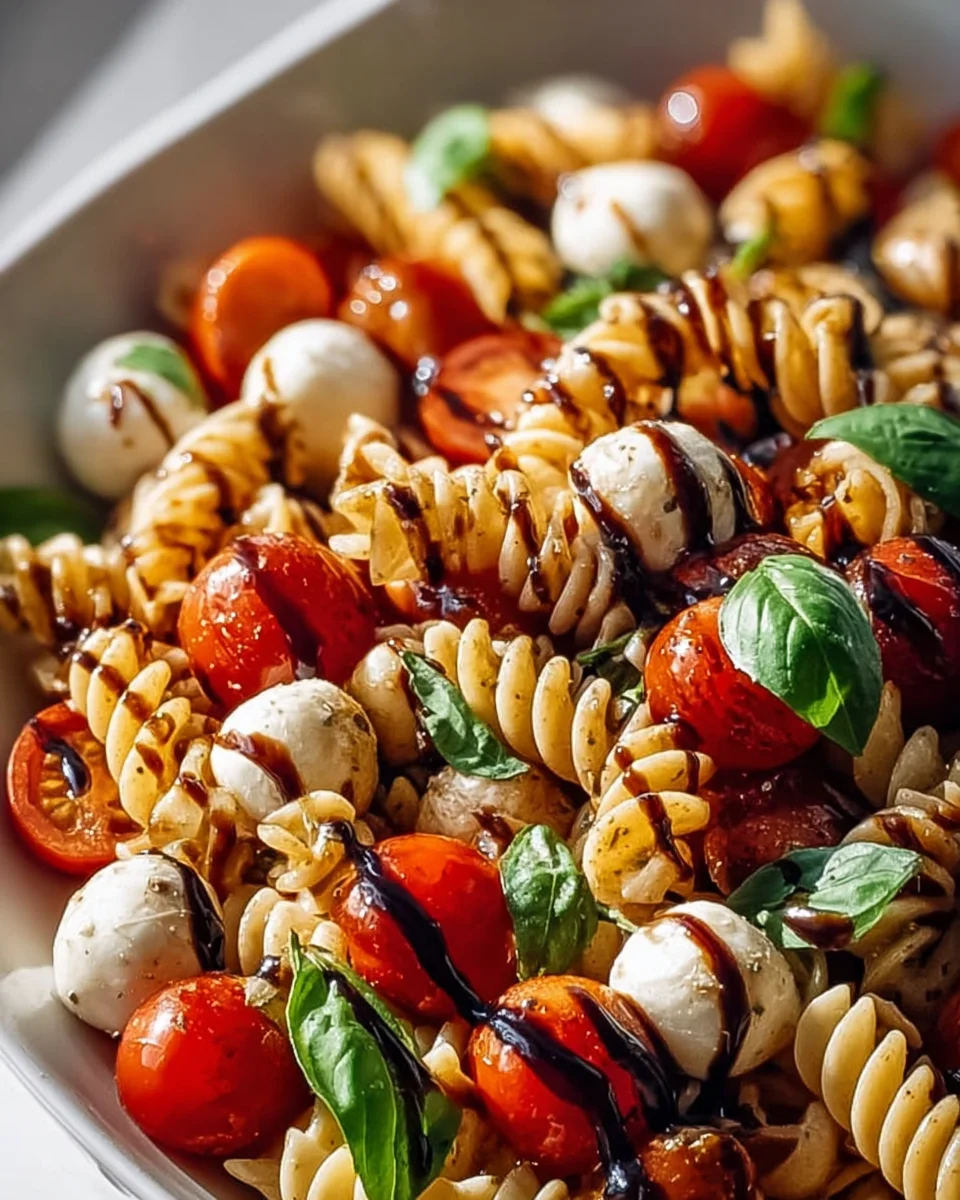 Frischer Caprese Nudelsalat mit Balsamico-Glasur – Dein Favorit