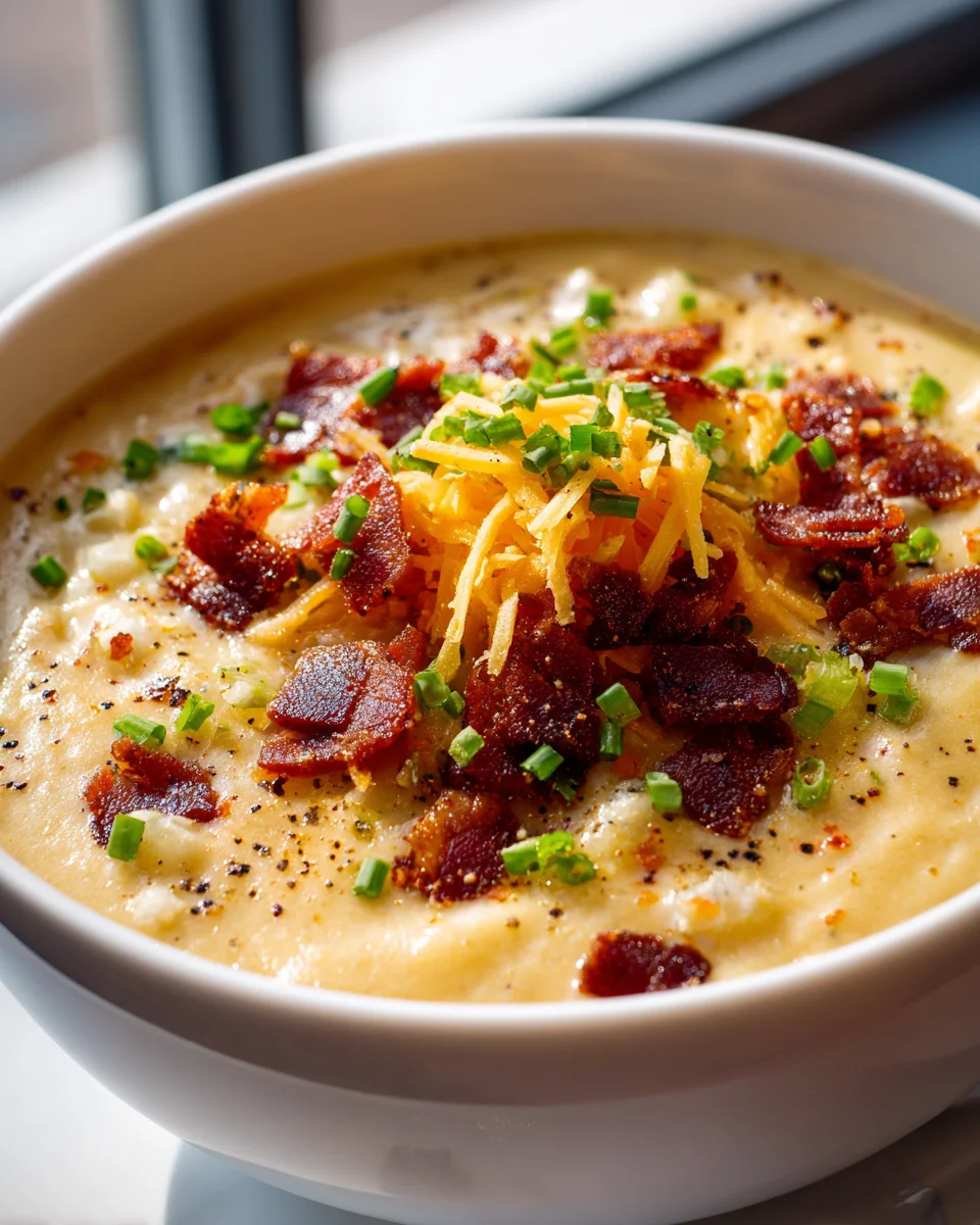 Die beste Ofenkartoffel-Suppe mit Rindfleischspeck & Cheddar!