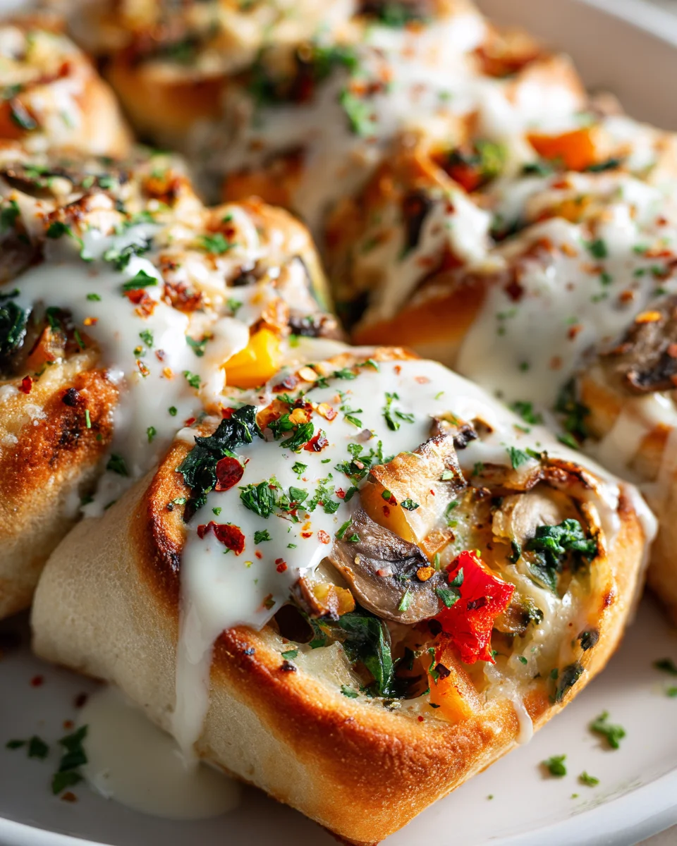 Vegane Pizza Roll Breadsticks: Mit Gemüse & Hefeschmelz