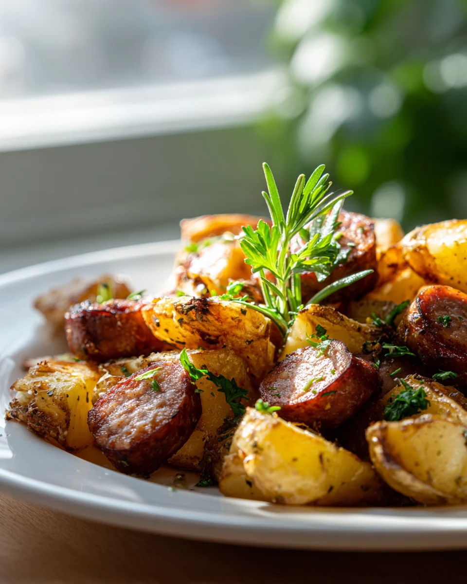 Schnelles One-Pan-Dinner: Rindswurst & Ofenkartoffeln