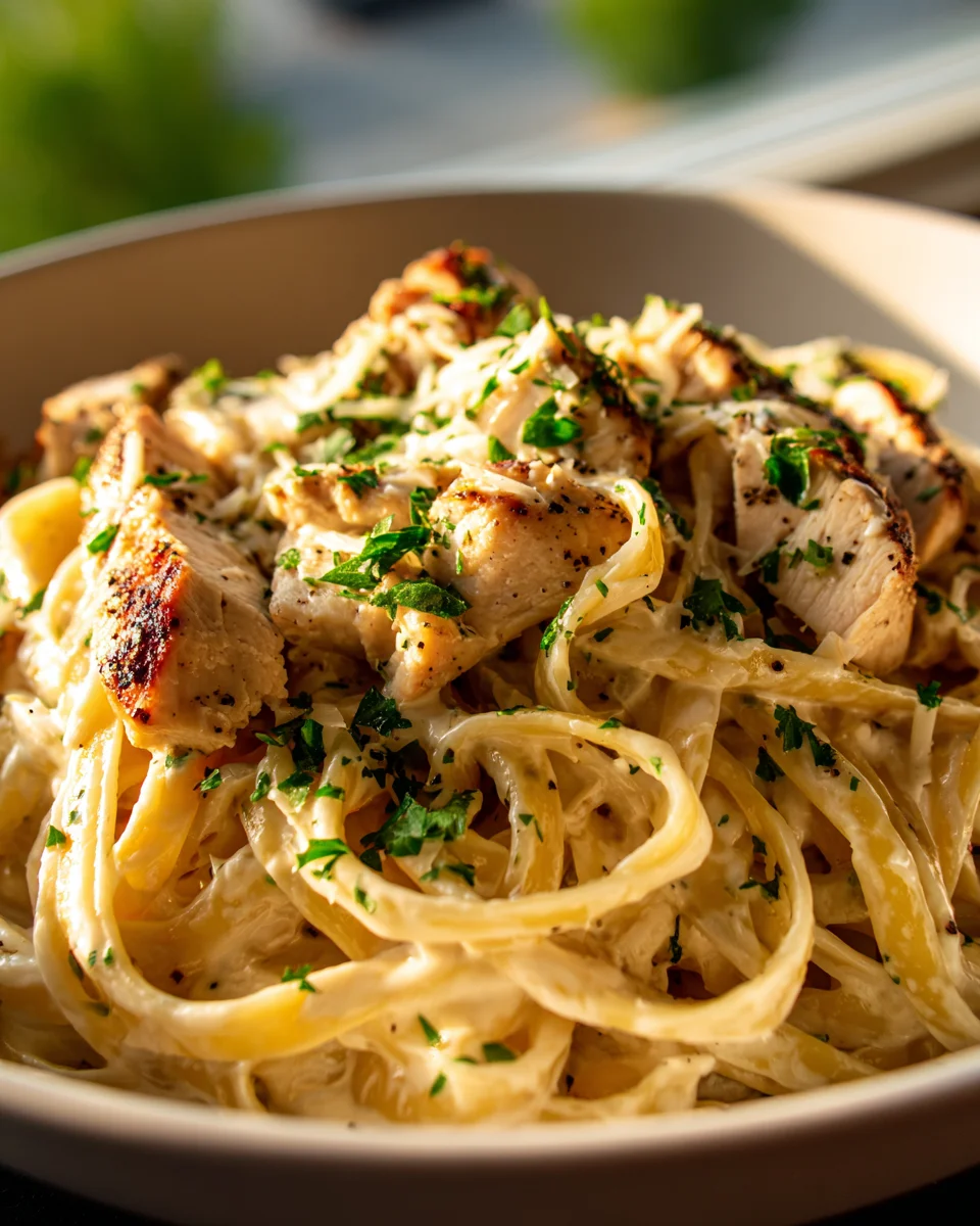 Unwiderstehliche Cremige Hähnchen Alfredo Pasta Bowl