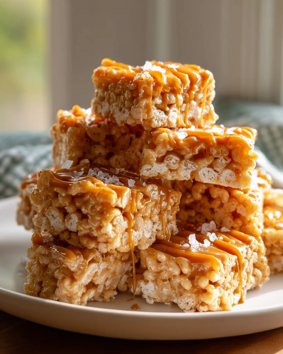 Himmlische selbstgemachte Salted Caramel Rice Krispie Riegel