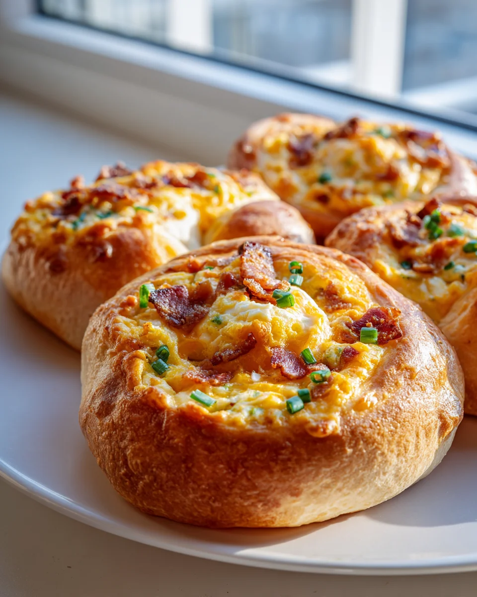 Herzhafte Frühstücksrollen: Rührei, Käse & Beef Bacon