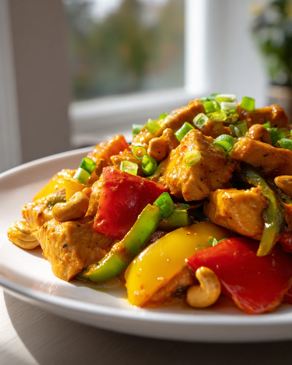 Paprika Hähnchen Stir Fry mit Cashewkernen – Blitzrezept!