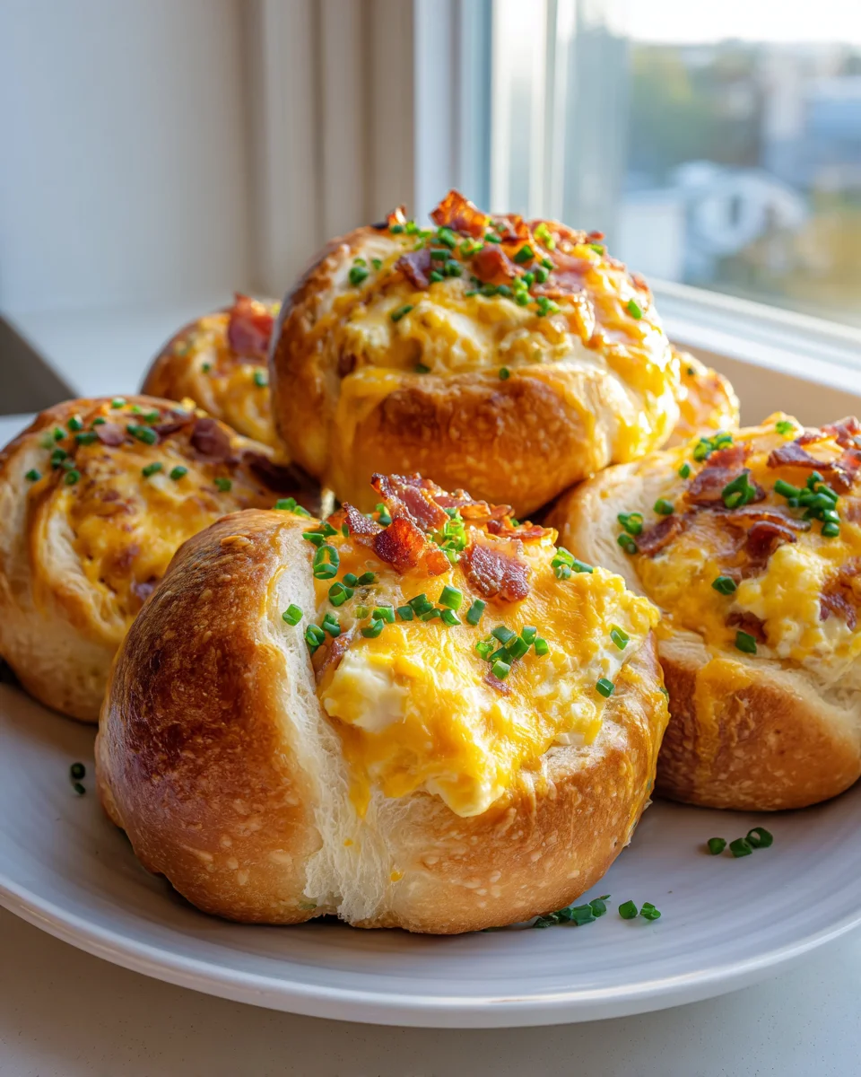 Herzhafte Frühstücksrollen: Rührei, Käse & Beef Bacon