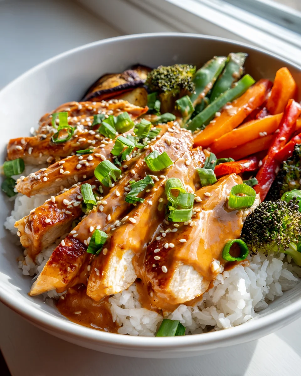Koreanische BBQ Hähnchen Bowls mit Gochujang-Cremesauce