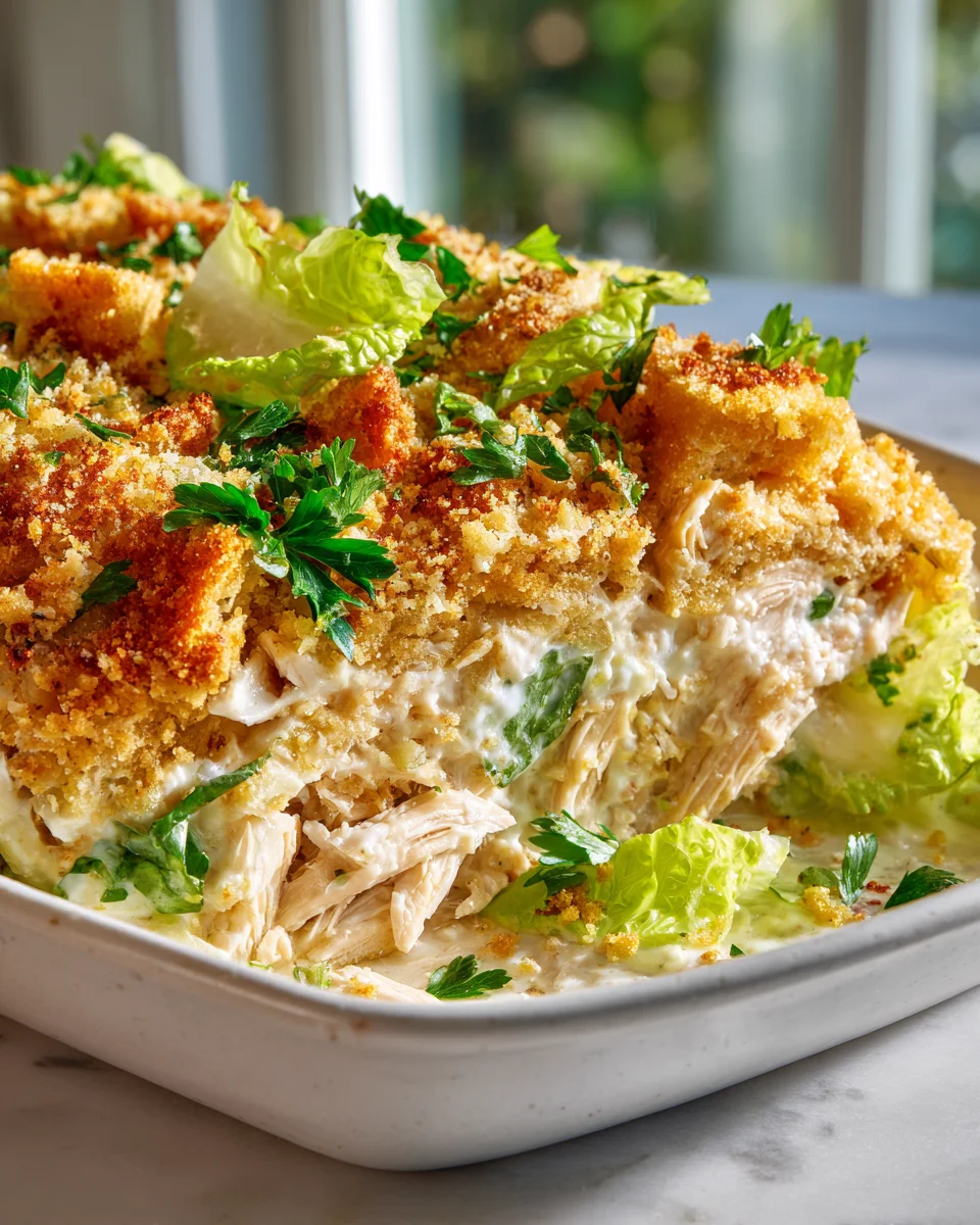 Hähnchen-Caesar-Auflauf: Herzhaft, käsig & einfach lecker!