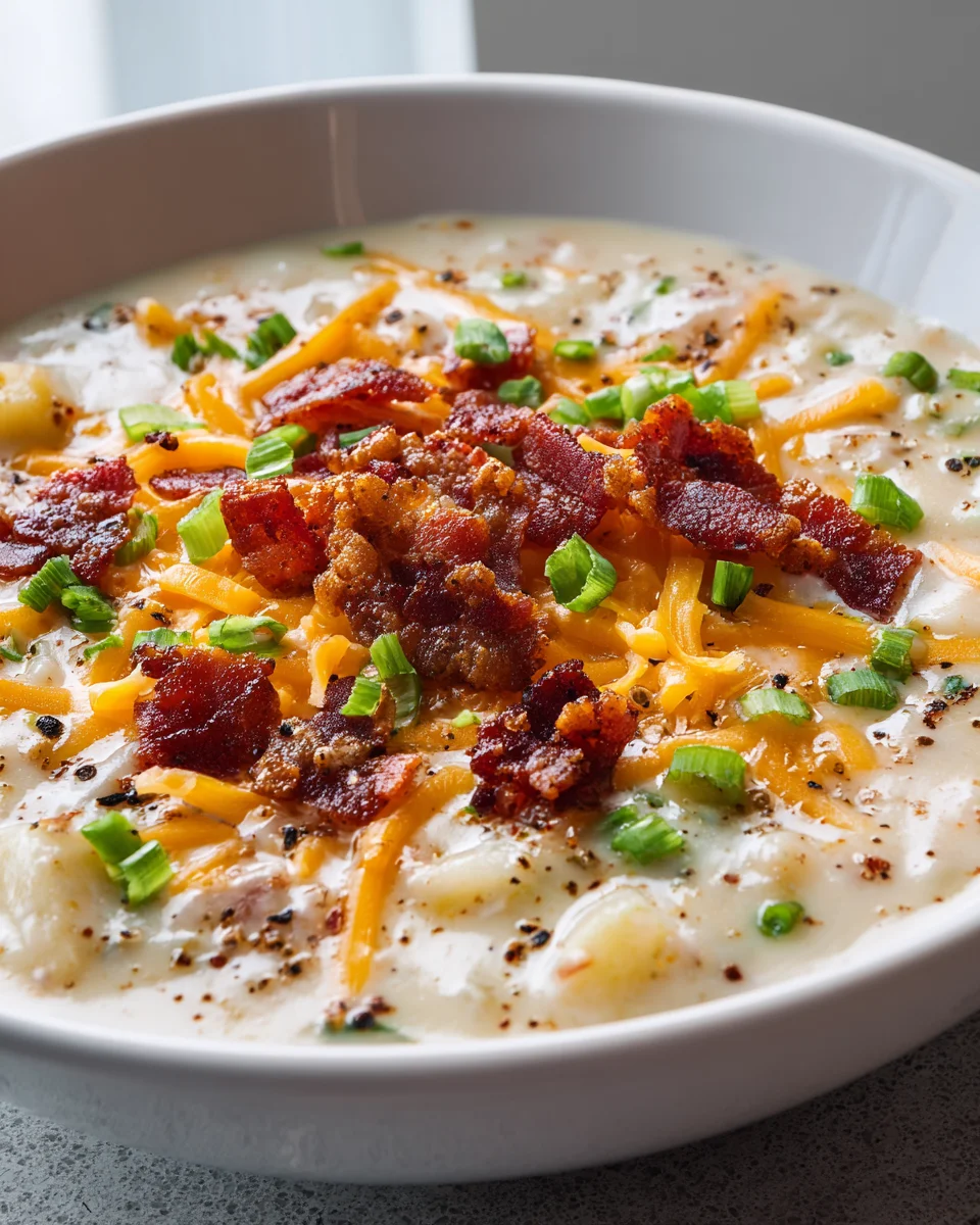 Die beste Ofenkartoffel-Suppe mit Rindfleischspeck & Cheddar!