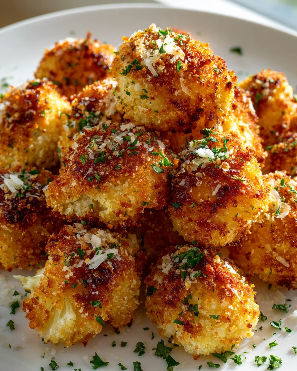 Köstliche Knusprige Knoblauch-Parmesan Blumenkohl-Bites