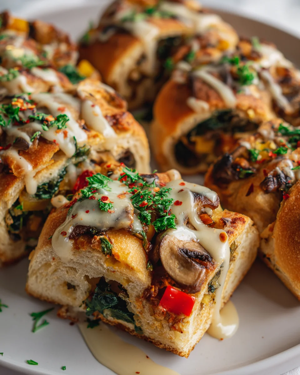 Vegane Pizza Roll Breadsticks: Mit Gemüse & Hefeschmelz