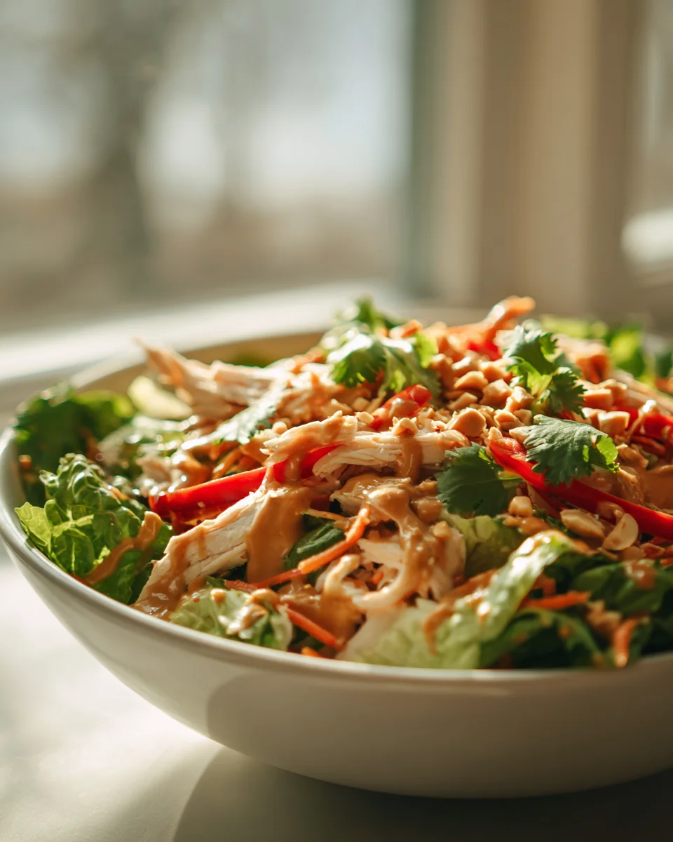 Genieße Thai Erdnuss Hähnchen Salat – Süß-scharfe Traumkombi!