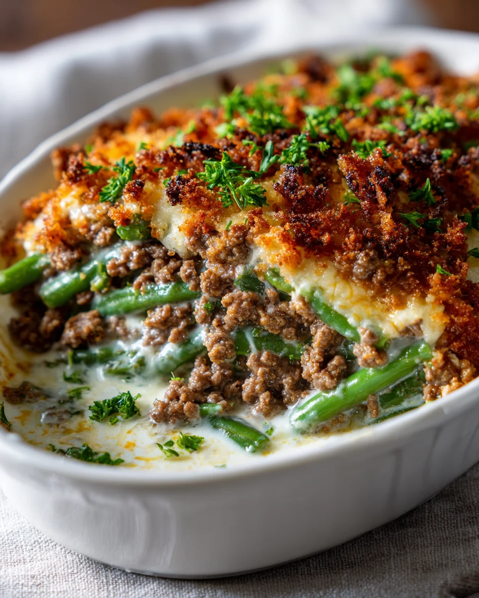 Herzhafter Hackfleisch-Grüne Bohnen Auflauf: Einfach & Lecker