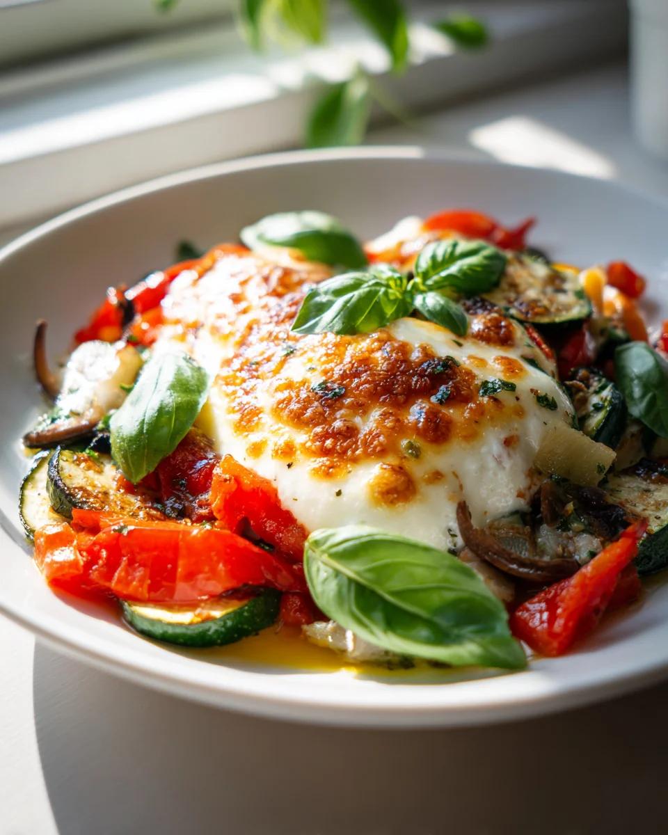 Überbackener Mozzarella: Einfaches Ofengemüse Rezept!