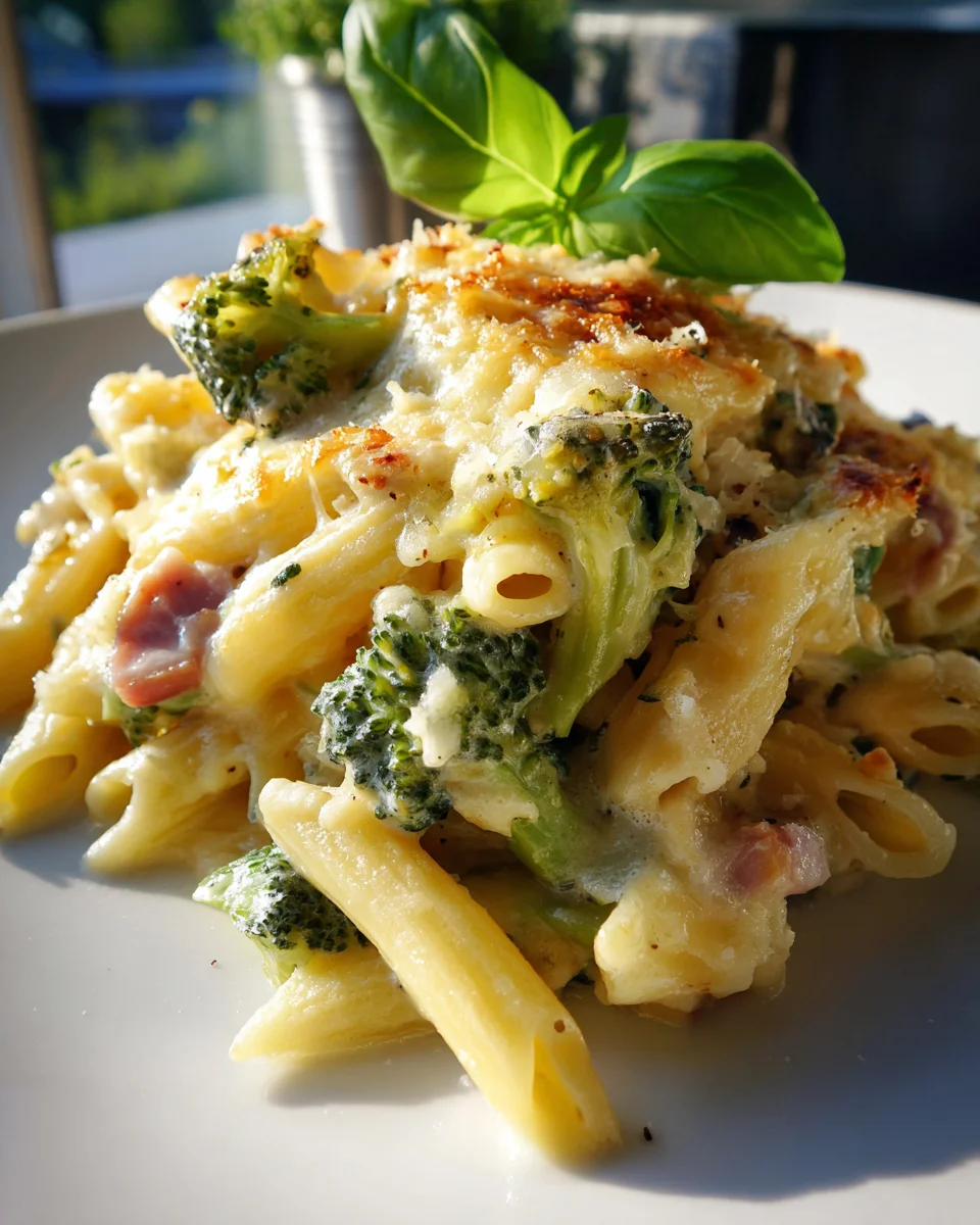 Einfacher Nudelauflauf mit Brokkoli & Rindfleisch aus dem Ofen