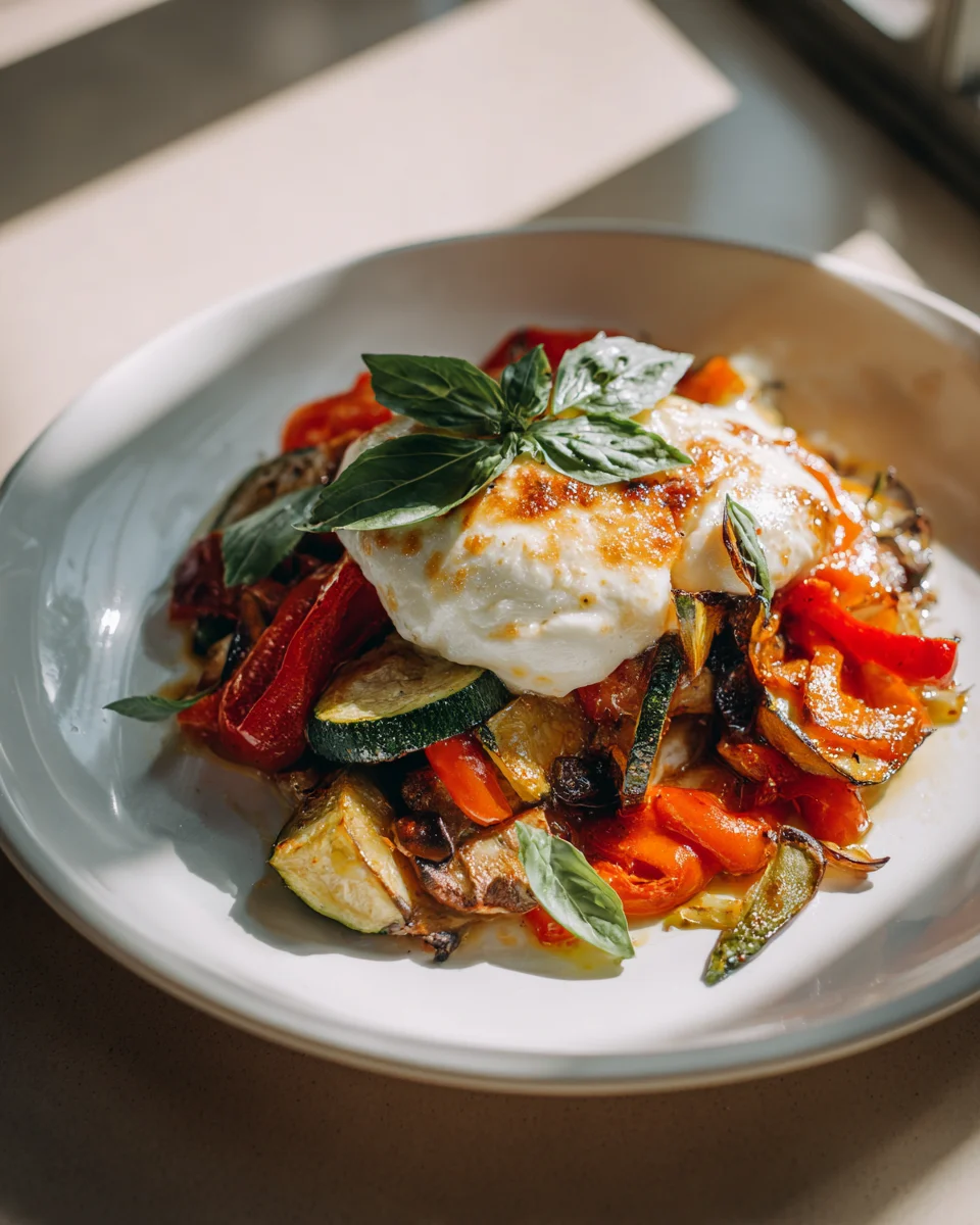 Überbackener Mozzarella: Einfaches Ofengemüse Rezept!