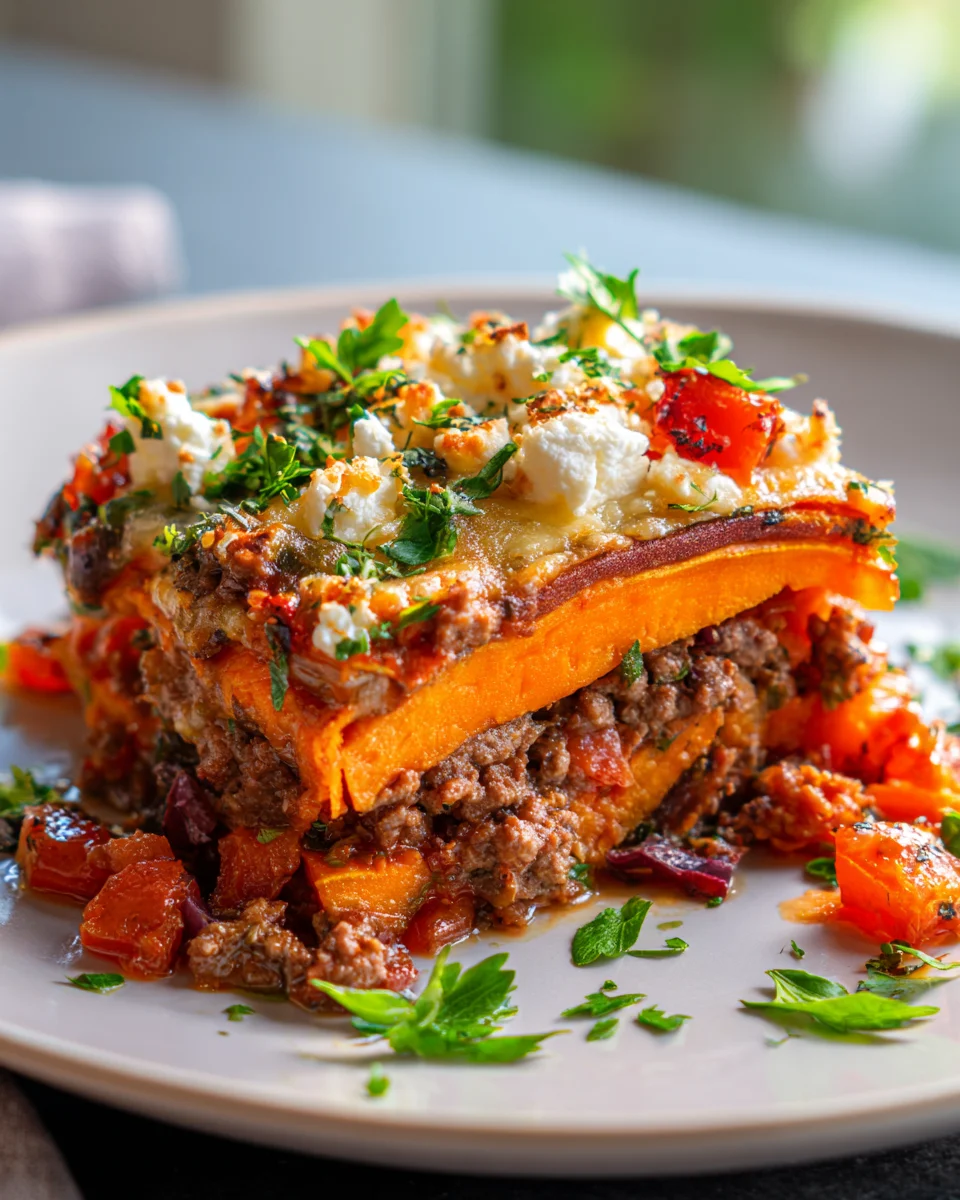 Cremiger Süßkartoffel-Hackfleisch-Feta-Auflauf – Genuss pur!