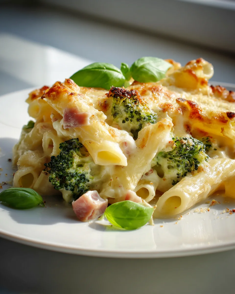 Einfacher Nudelauflauf mit Brokkoli & Rindfleisch aus dem Ofen