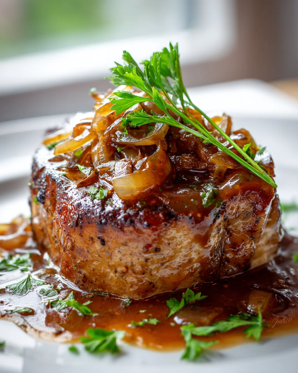 French Onion Rinderkoteletts mit unwiderstehlicher Zwiebelsoße