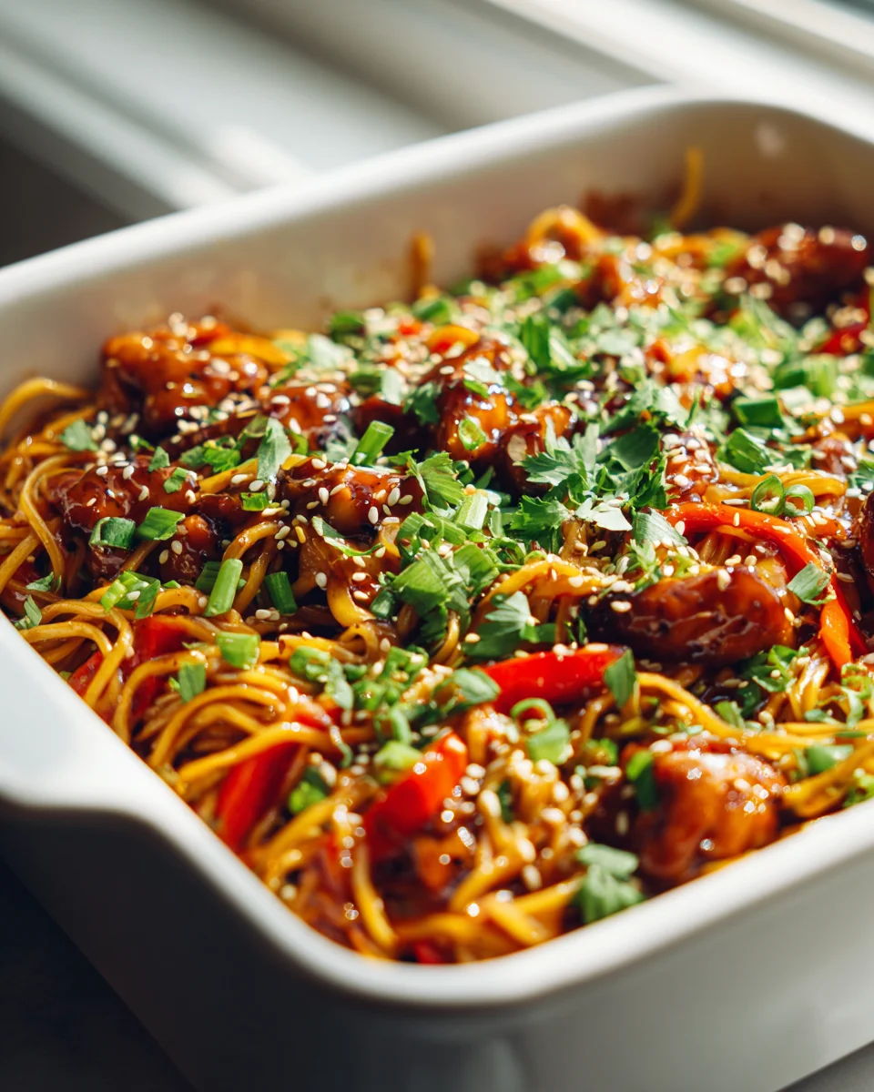 Knuspriger Chicken Teriyaki Nudeln Auflauf – Jetzt backen!