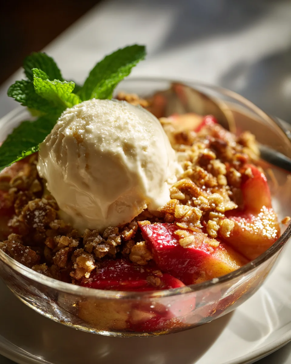Knuspriger Apfel Crumble mit Bratapfel & cremigem Vanilleeis