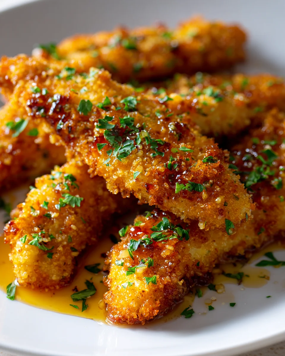 Knusprige Air Fryer Honig-Butter-Knoblauch Hähnchen Tenders