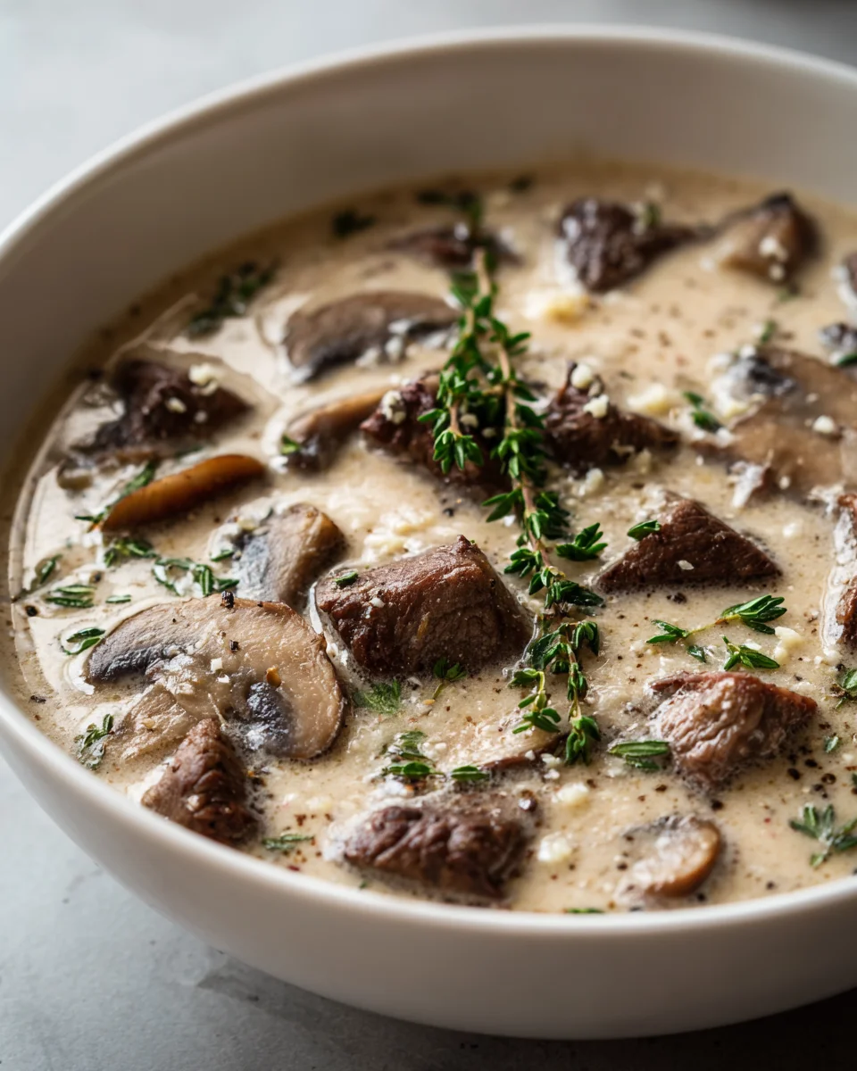 Cremige Champignon Suppe: Knoblauch & Thymian-Traum