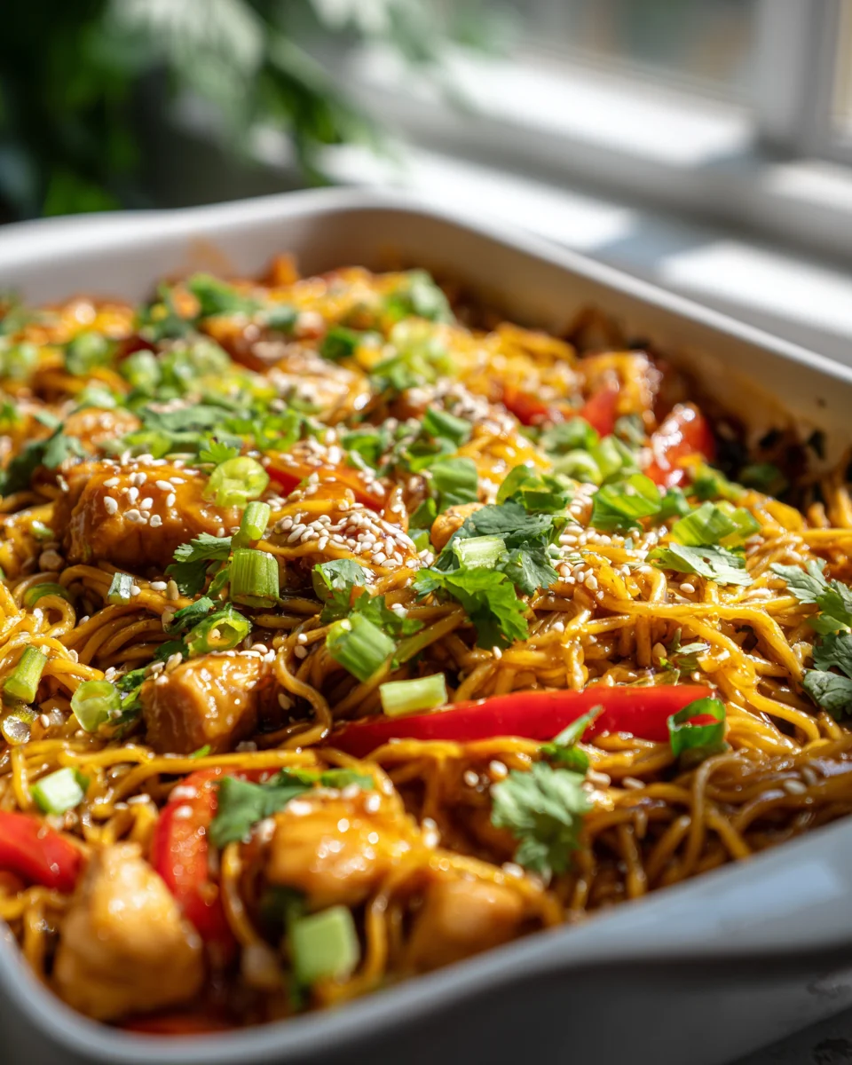 Knuspriger Chicken Teriyaki Nudeln Auflauf – Jetzt backen!