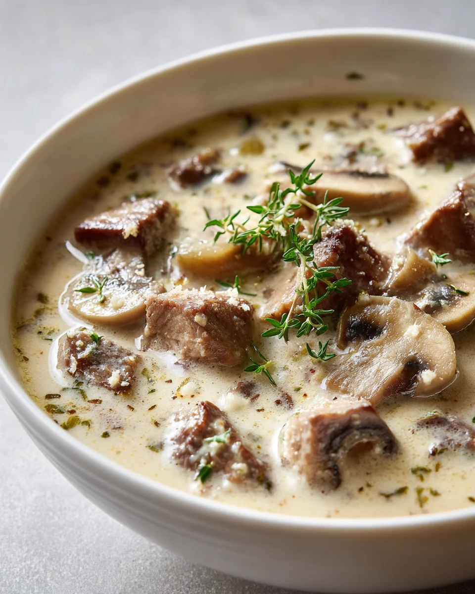 Cremige Champignon Suppe: Knoblauch & Thymian-Traum